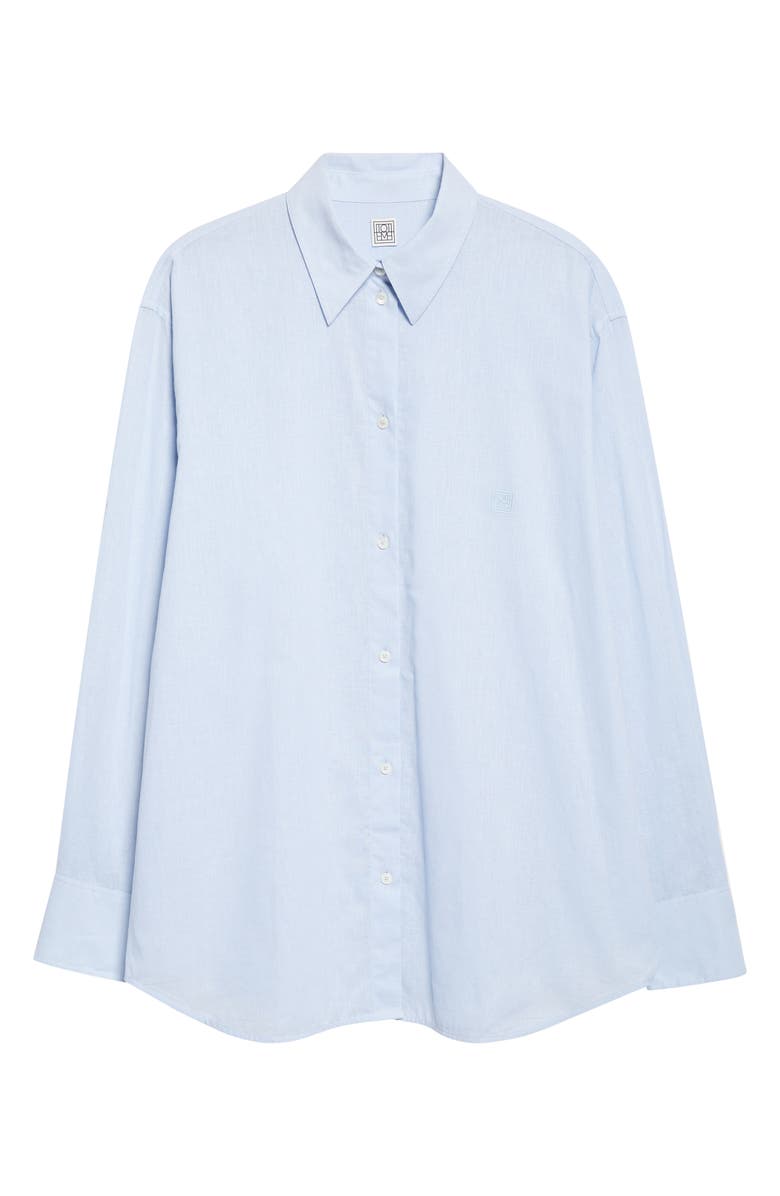 TOTEME Oversize Cotton & Linen Button-Up Shirt, Alternate, color, Sky