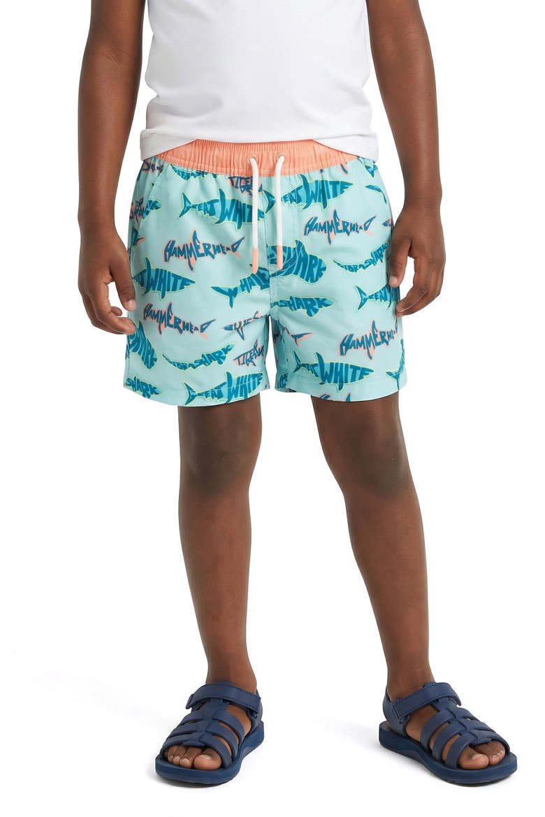 Kids' Volley Swim Trunks, Alternate, color, AQUA SHARK