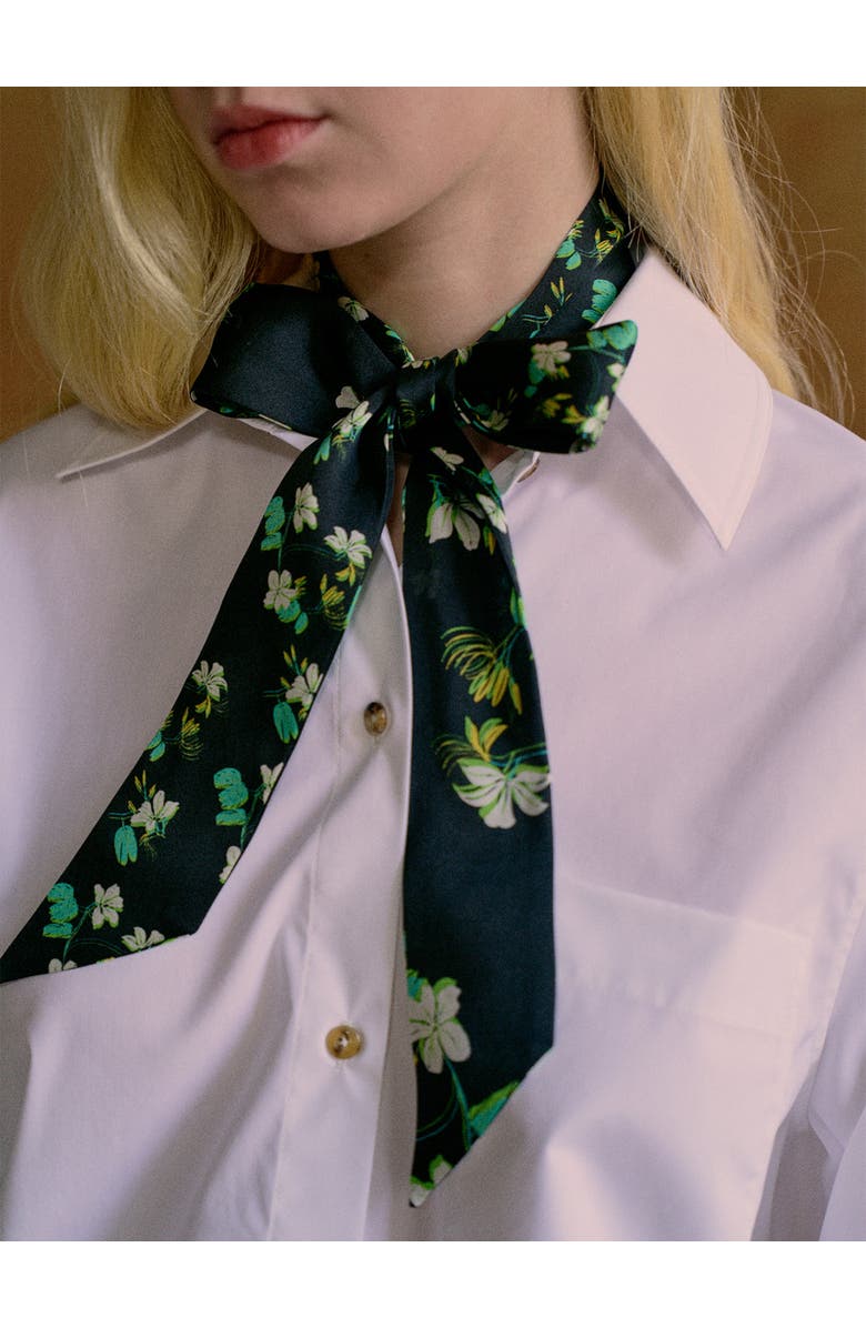 Lost Pattern "Beach Blossom" Silk Skinny Scarf, Alternate, color, Black