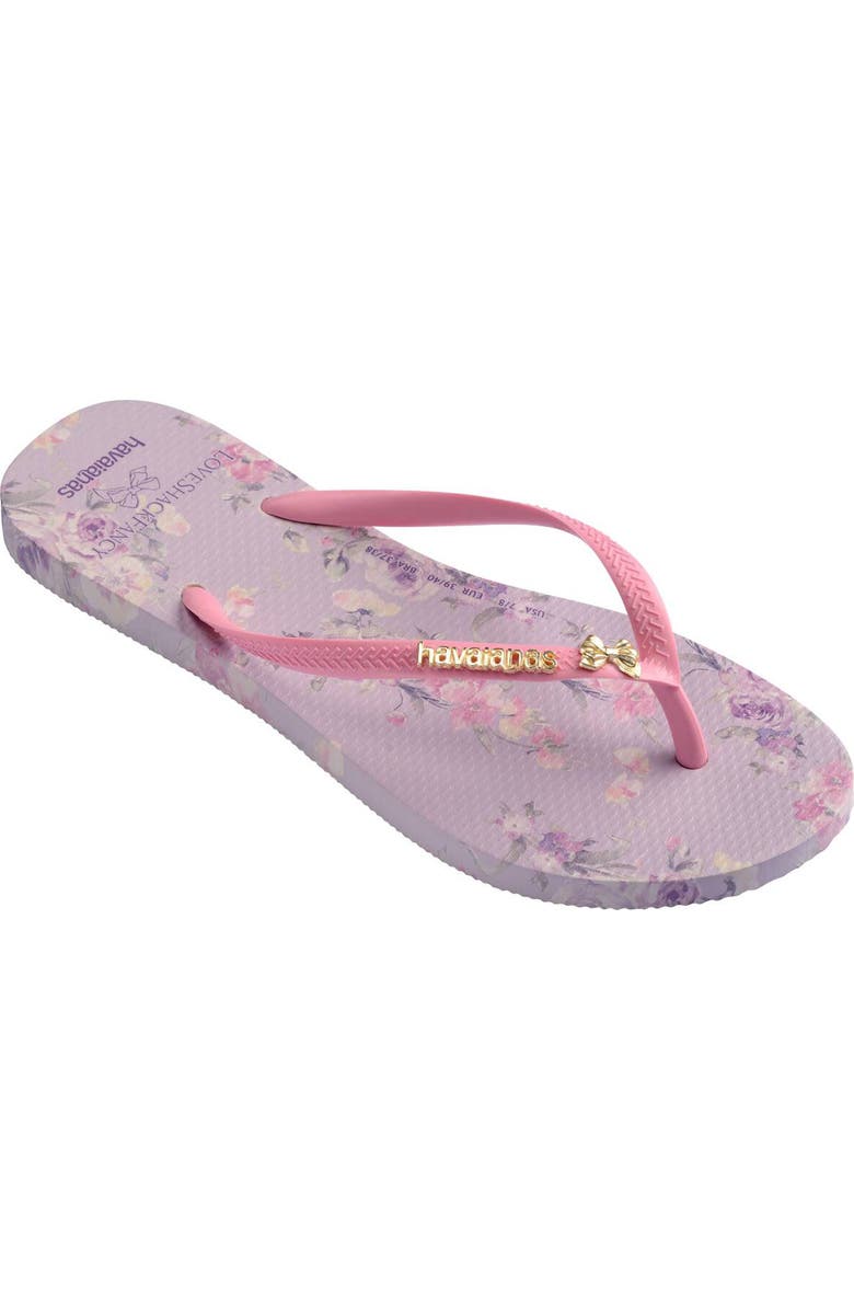 Havaianas x LoveShackFancy Slim Happy Thoughts Flip Flop, Main, color, Glow Pink