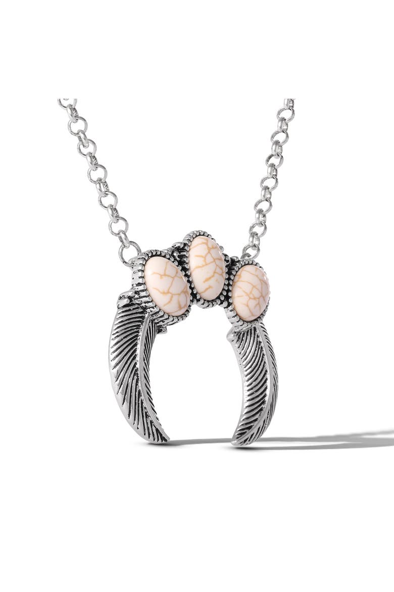 Ox Silver Western Necklace, Alternate, color, Silver/White