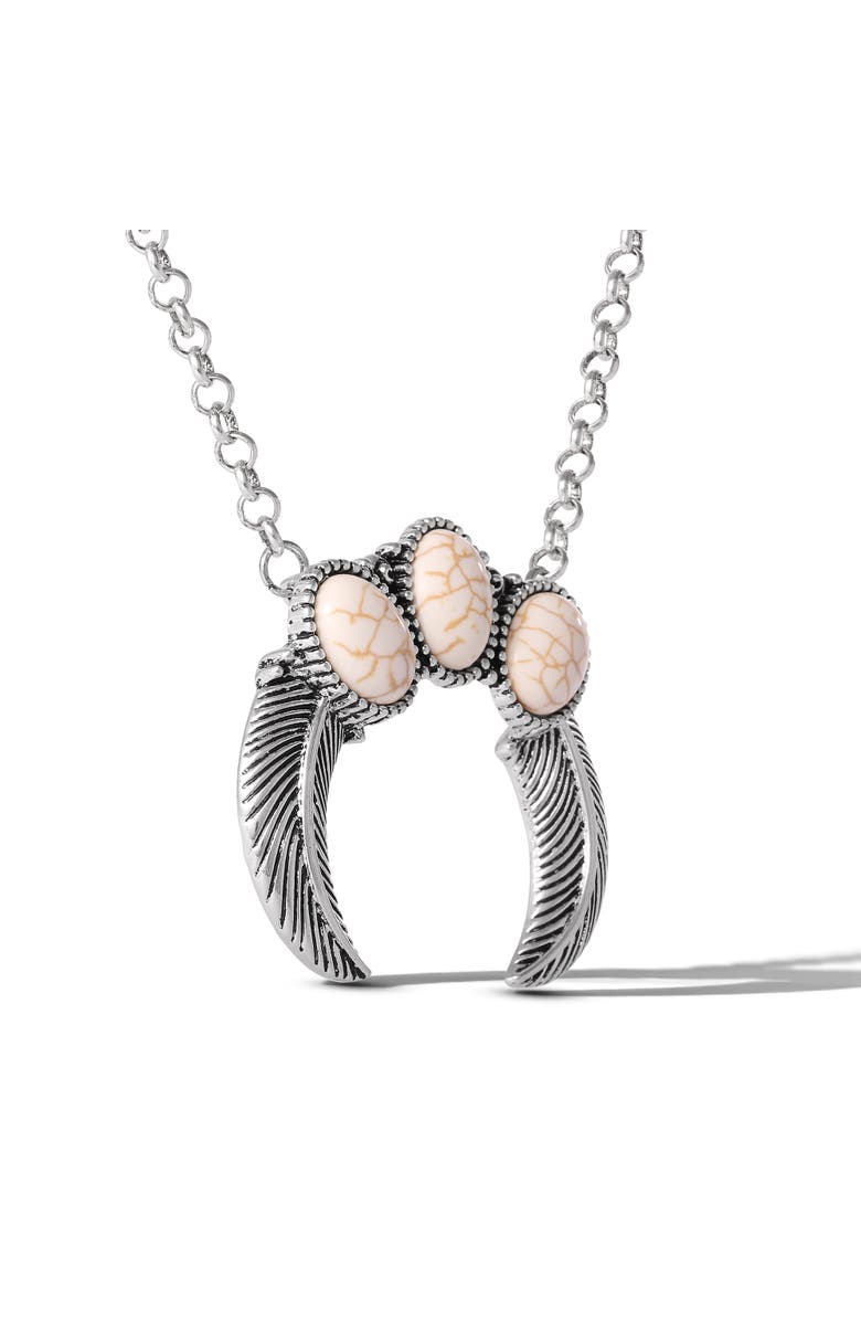 Jessica Simpson Ox Silver Western Necklace, Alternate, color, Silver/White