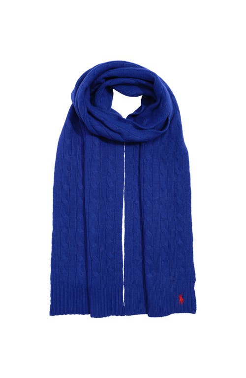 Polo Ralph Lauren Wool Cashmere Classic Cable Scarf In Blue