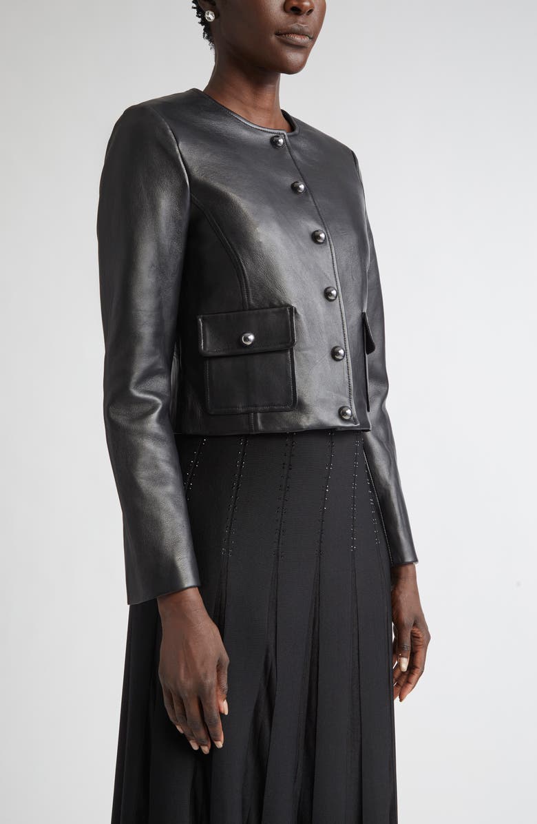 ST. JOHN Leather Jacket, Alternate, color, Black