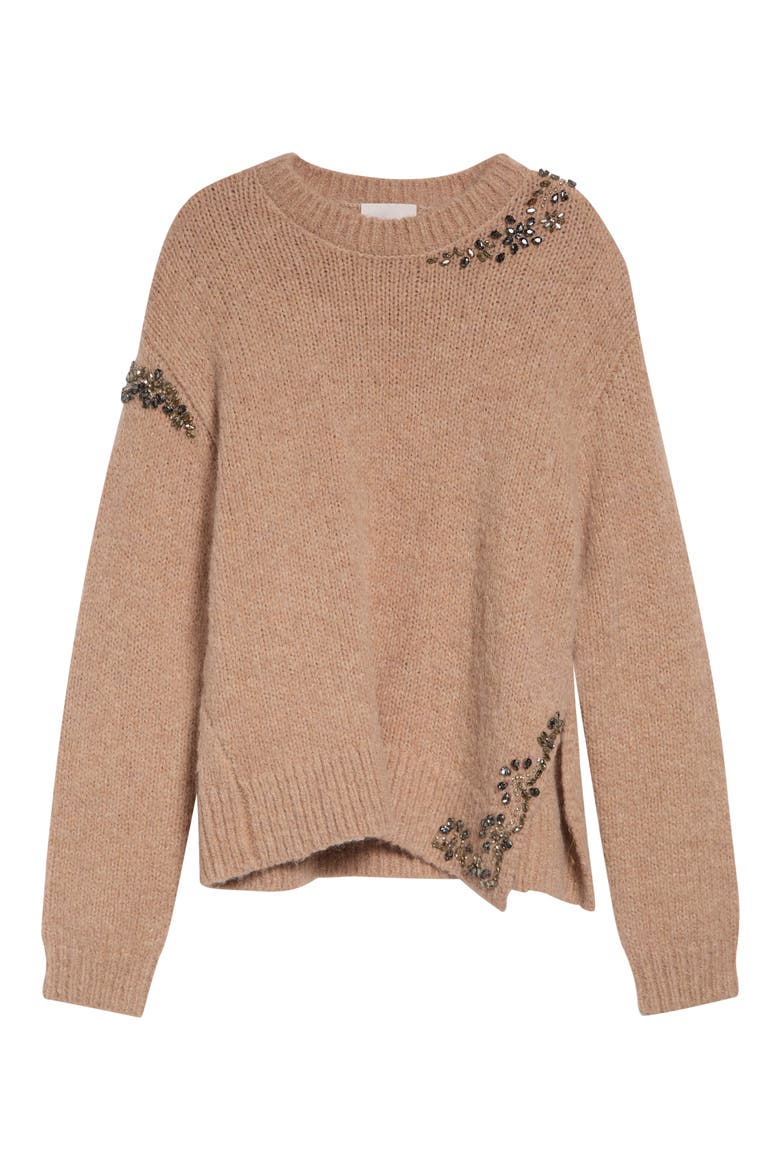 Crystal Lilliana Crewneck Sweater, Alternate, color, LIGHT RUSSET
