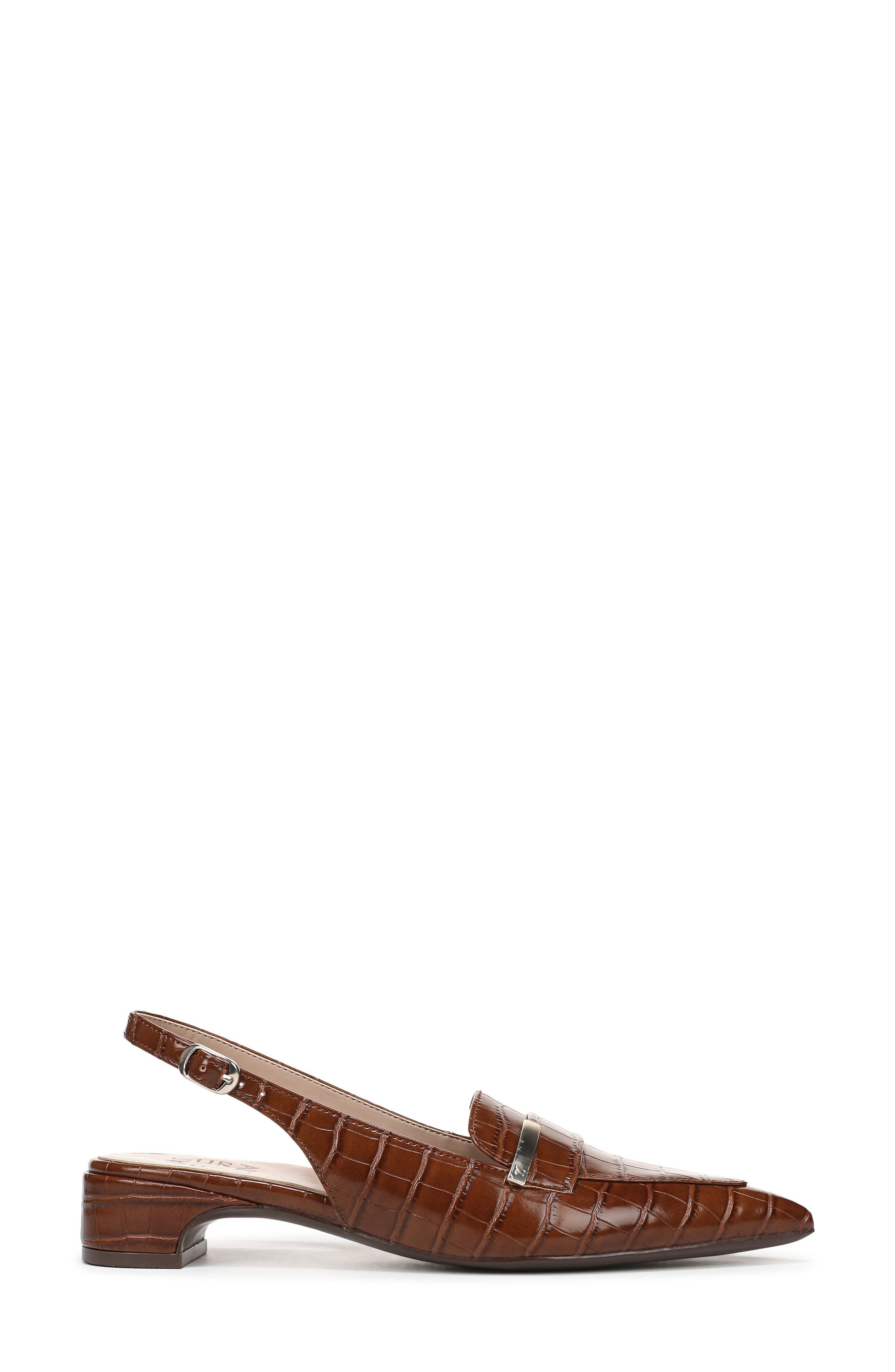 Sloane Pointed Toe Slingback Pump, Alternate, color, BROWN CROCO PRINT FAUX LEATHER