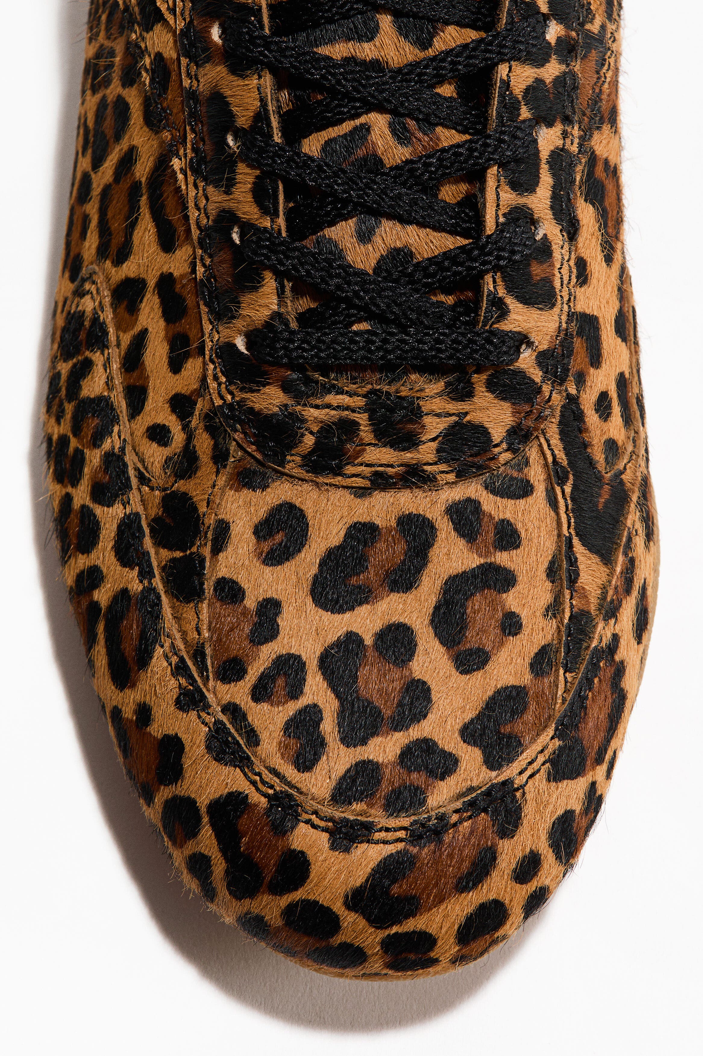 H&M Leather Trainers, Alternate, color, Beige/Faux Leopard