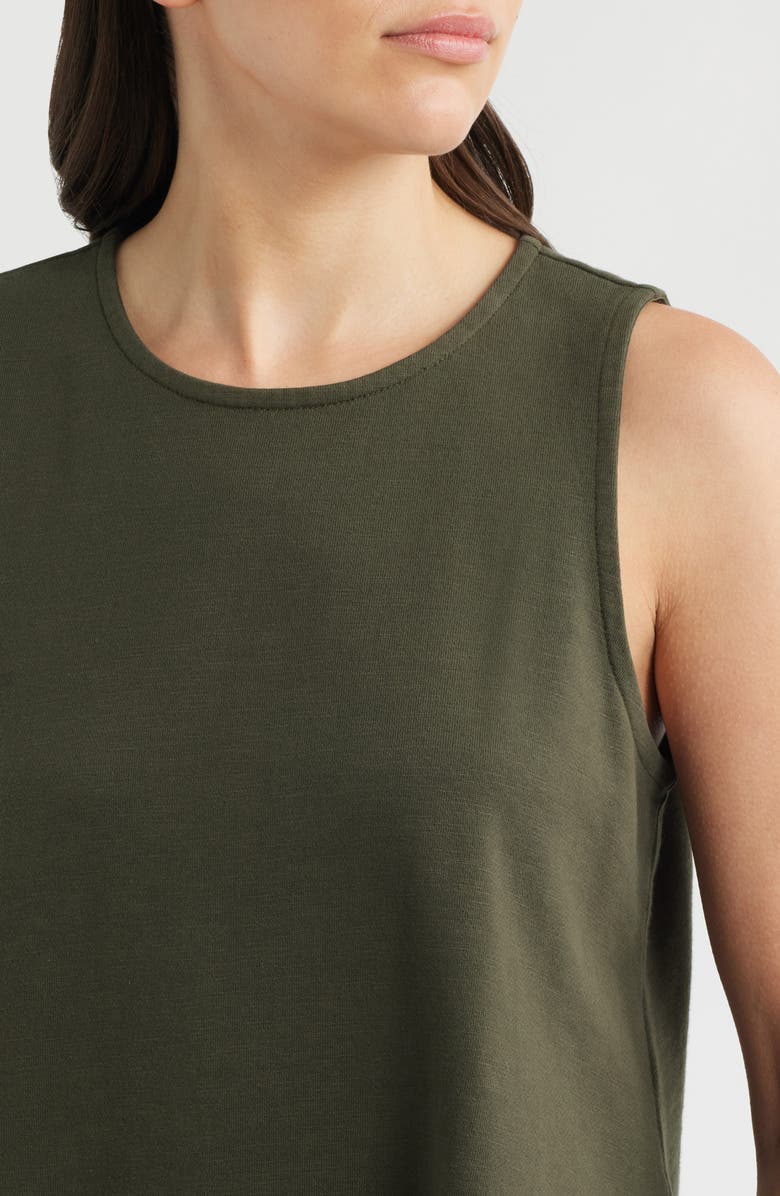 Eileen Fisher Crewneck Side Slit Organic Cotton Tank, Alternate, color, Seaweed
