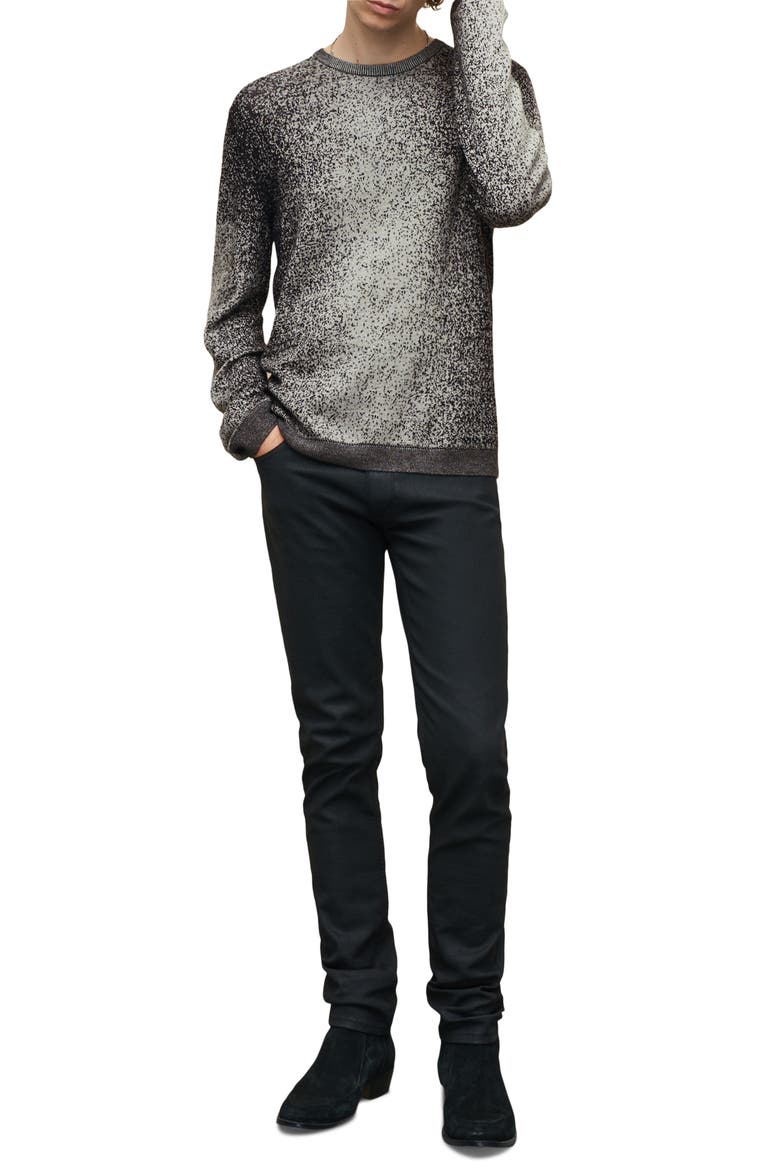 Tyrrell Pixel Regular Fit Cotton, Alpaca & Silk Sweater, Alternate, color, BLACK