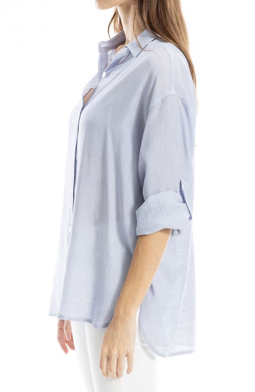 Max Studio Roll Tab Gauze Button-up Shirt