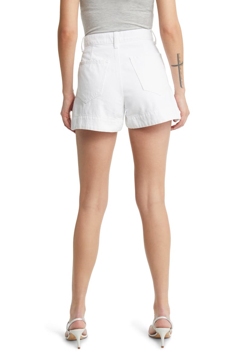 High Waist Step Hem Tailored Denim Shorts, Alternate, color, BRILLIANT WHITE