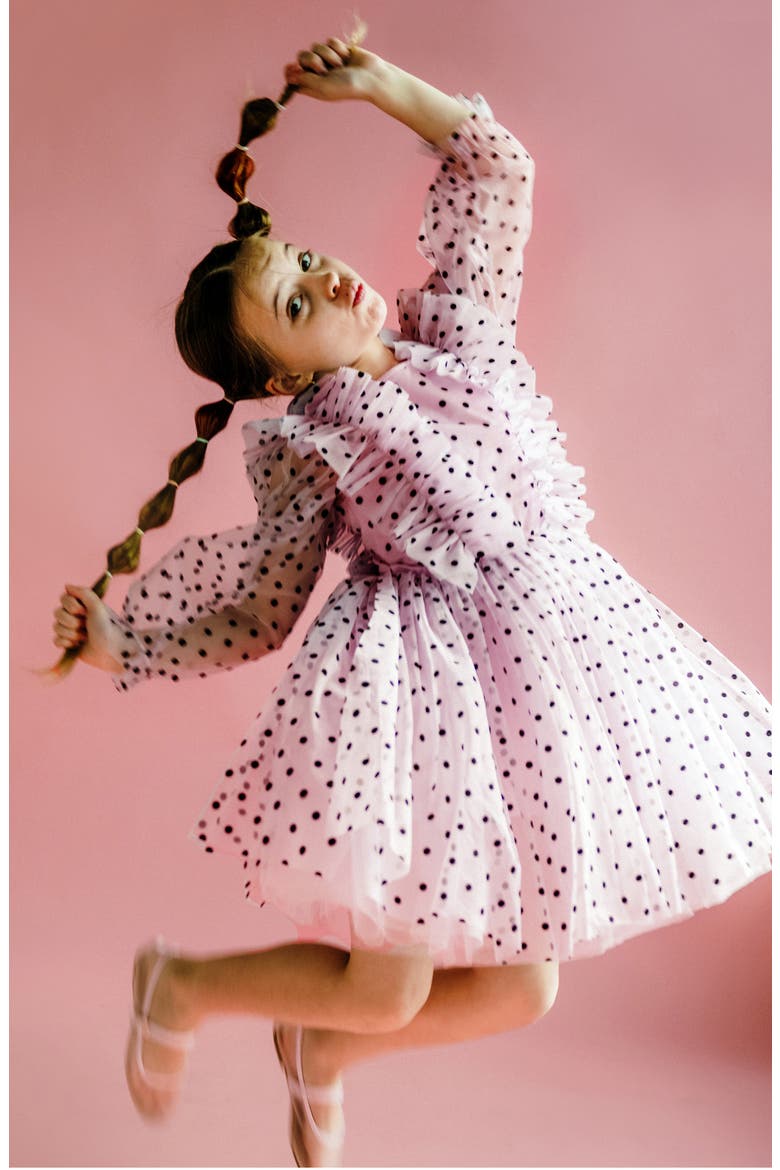 Kids' Long Sleeve Tulle Dress, Alternate, color, SOFT PINK