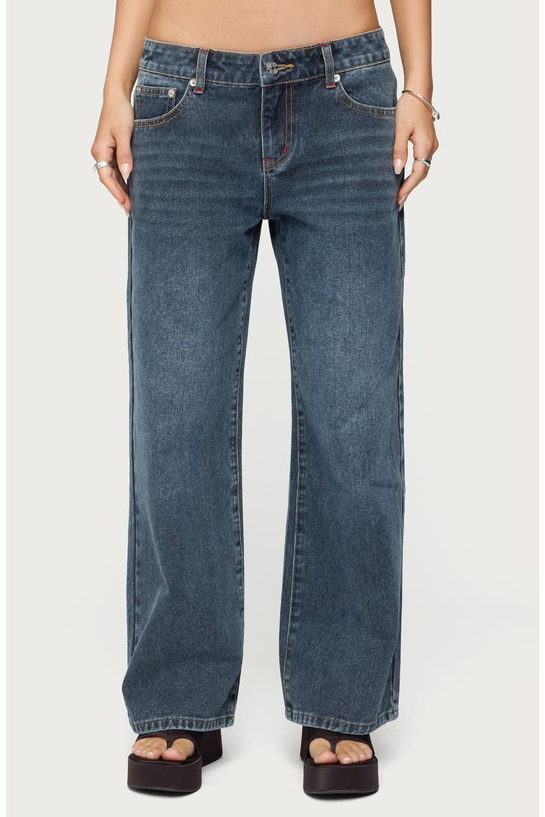 Ace Relaxed Low Rise Wide Leg Jeans, Main, color, DARK-BLUE