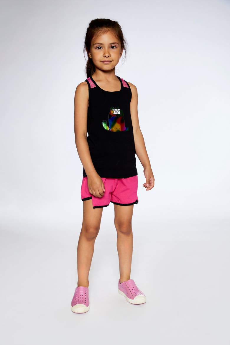 Girl's Organic Cotton Tank Top With Mesh Back Black, Alternate, color, Black