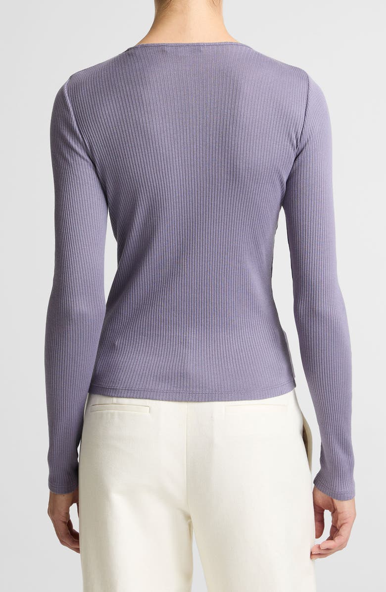 Vince Rib Pima Cotton Long Sleeve Crewneck T-Shirt, Alternate, color, Mauve Iris