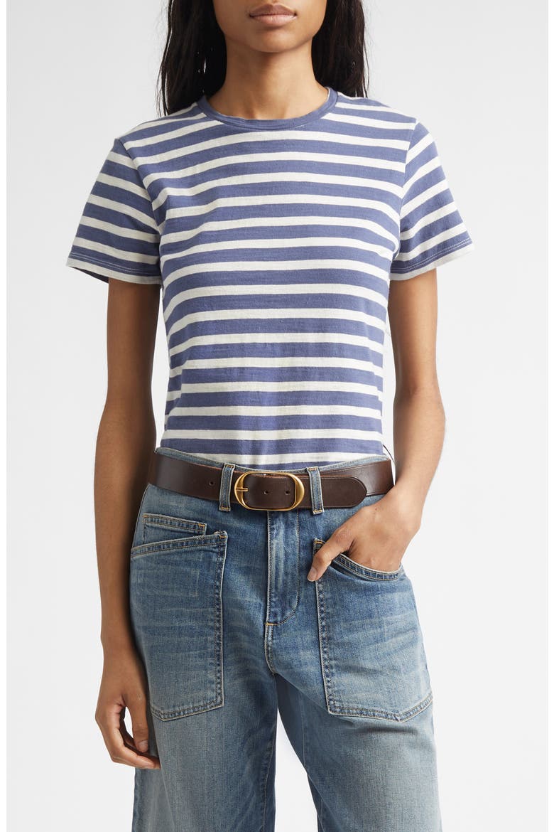 Lana Crewneck T-Shirt, Main, color, FRENCH BLUE/ OFF WHITE STRIPE