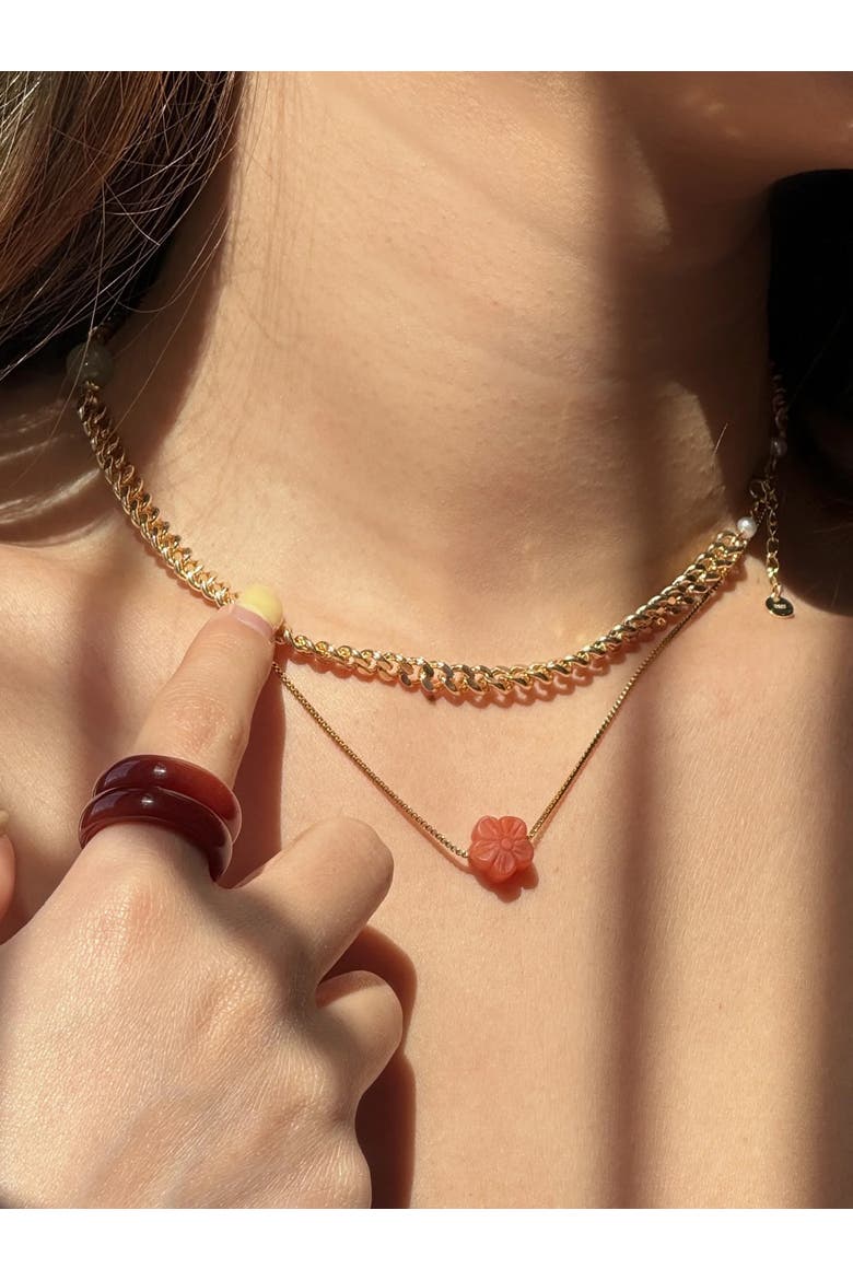 Kyoto Flower Agate Pendant Necklace, Alternate, color, Red