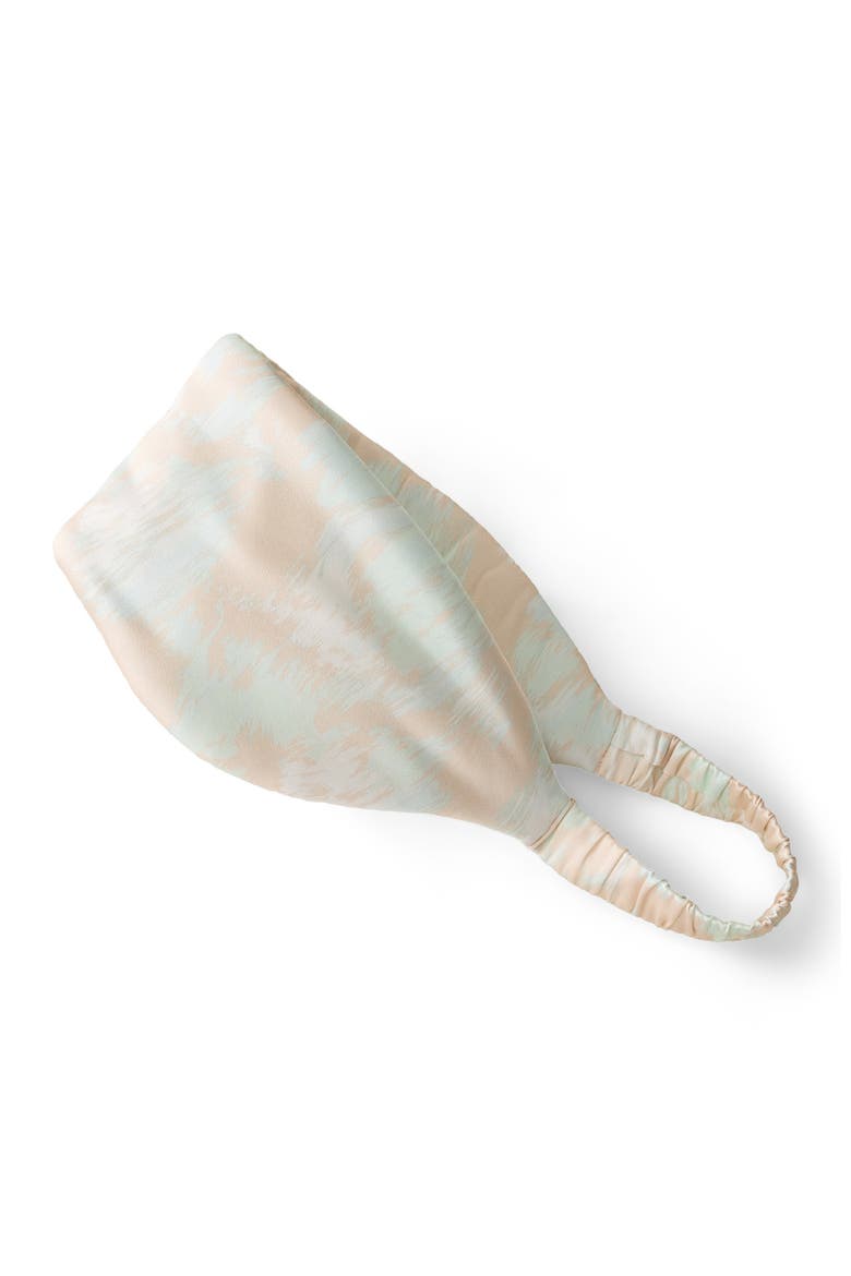 Washable Silk Printed Puffer Eye Mask, Main, color, Flapper Floral Sandstone