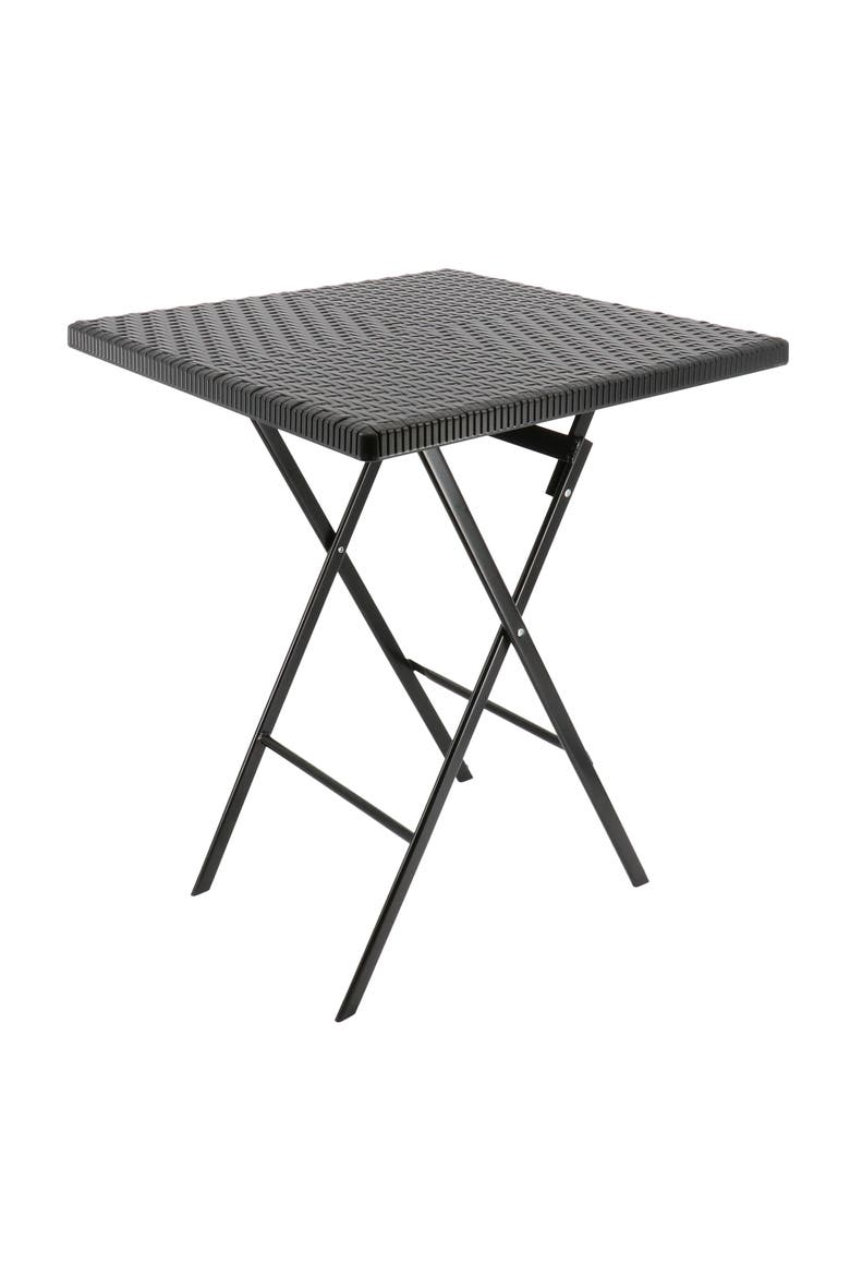 Plastic Rattan Folding Square Table, Main, color, Black