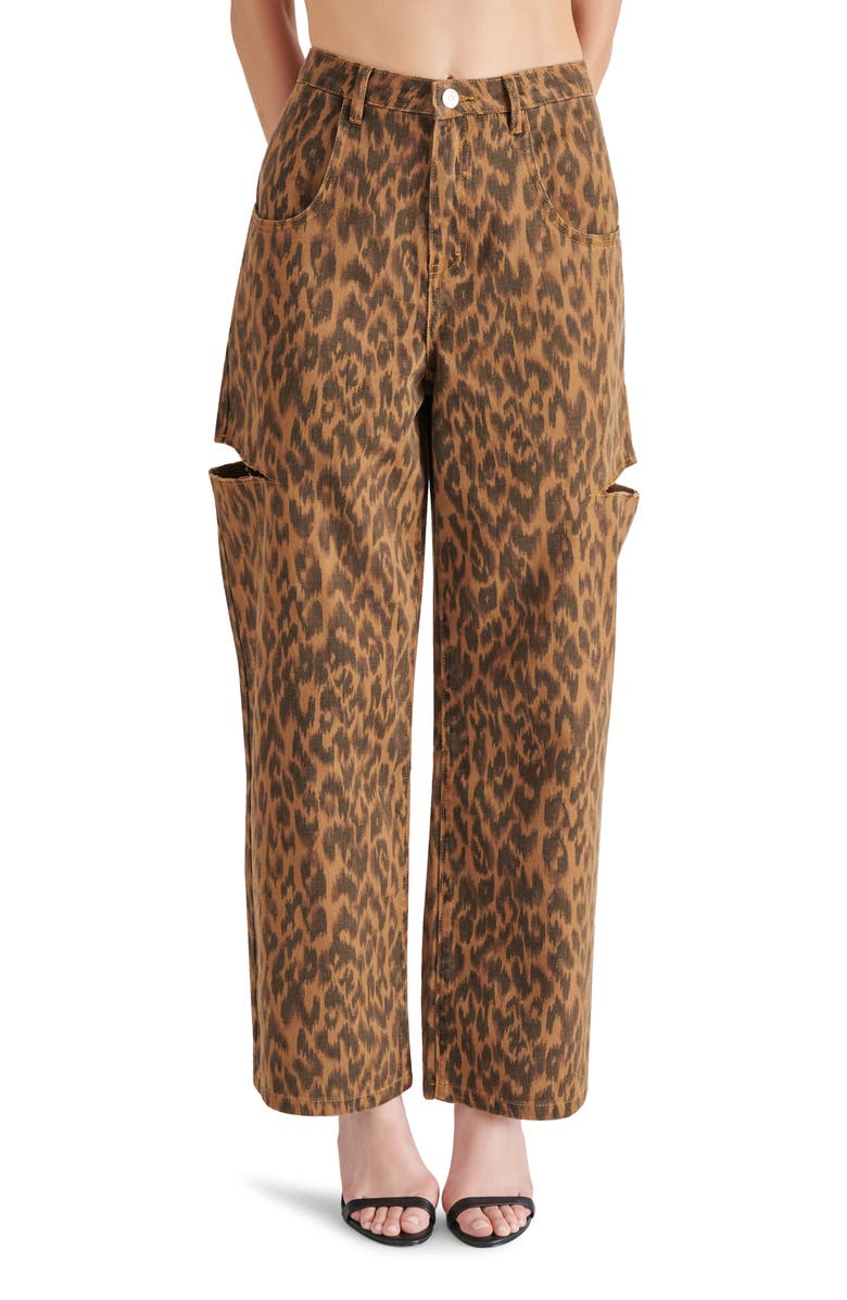 Steve Madden Maise Leopard Print Wide Leg Jeans, Main, color, Leopard