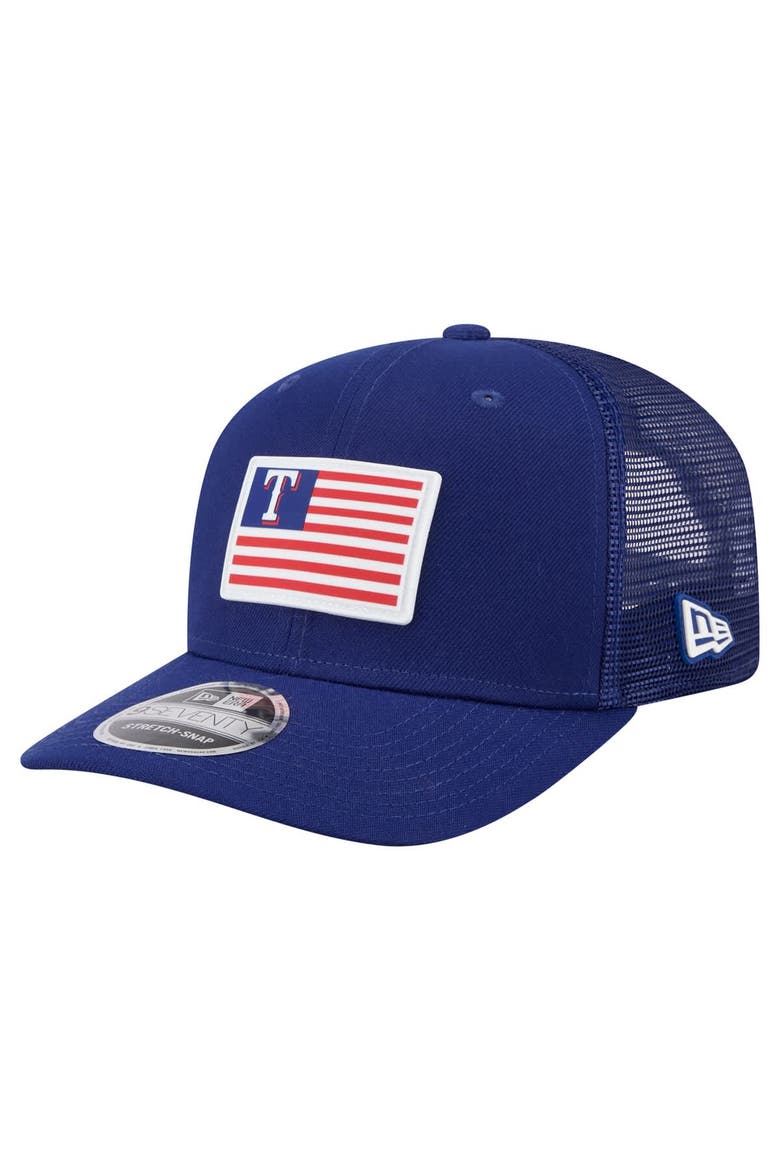 Men's New Era Royal Texas Rangers Flag 9SEVENTY COOLERA Stretch-Snap Hat, Main, color, Royal