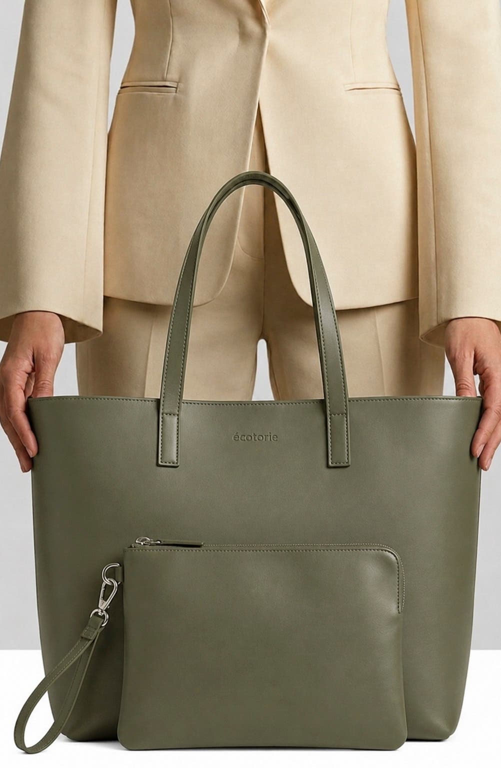 Agatha Leather Tote, Alternate, color, DARK MOSS