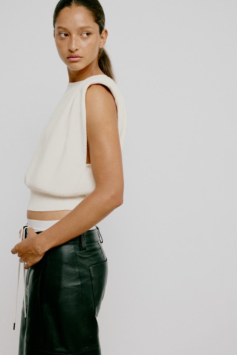 Gathered Knit Top, Alternate, color, Cream