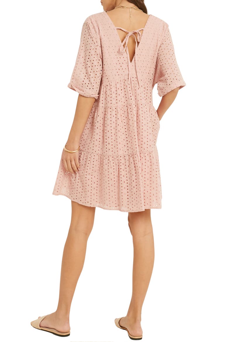 Eyelet Short Sleeve Dress, Alternate, color, BLUSH