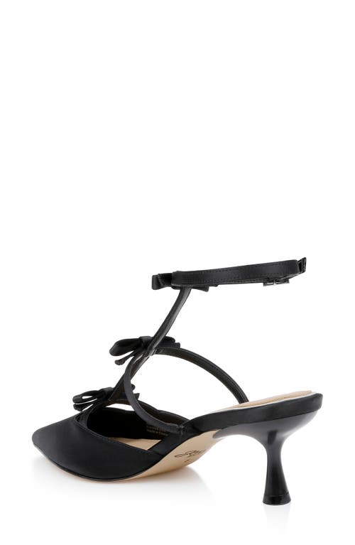 Jewel Badgley Mischka Elisabetta Ankle Strap Pointed Toe Kitten Heel Pump In Black