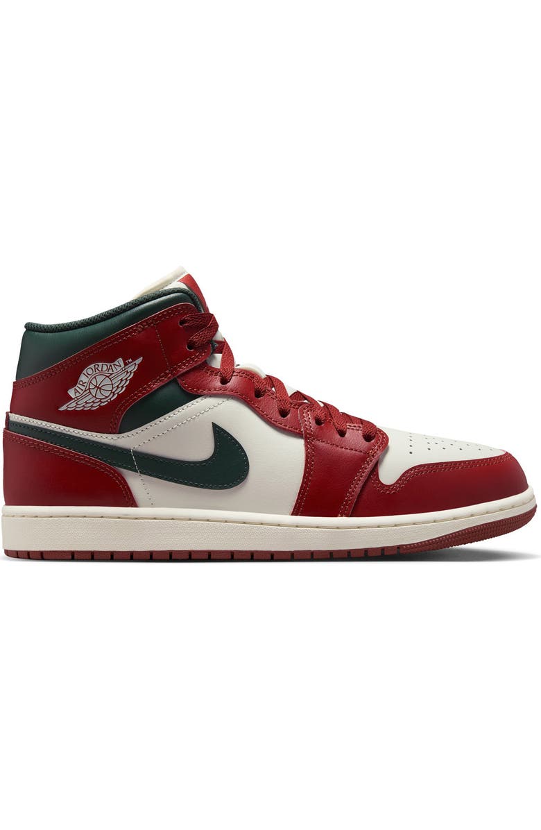 Jordan Air Jordan 1 Mid Sneaker, Alternate, color, Sail/ Redstone/ Midnight Green