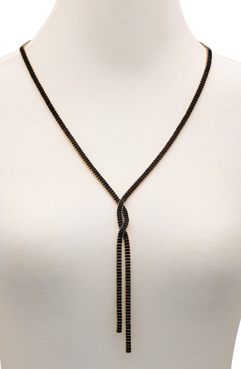 Vince Camuto Crystal Baguette Bolo Necklace, Alternate, color, Gold Tone