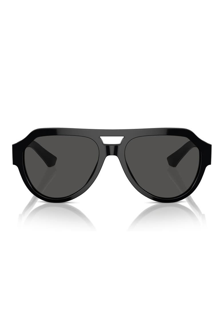 56mm Square Aviator Polarized Sunglasses, Alternate, color, BLACK