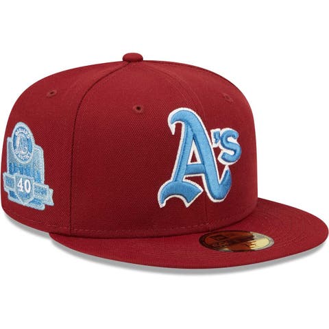 Men's New Era Cardinal Oakland Athletics 40th Anniversary Air Force Blue Undervisor 59FIFTY Fitted Hat