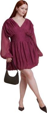 ELOQUII Corset Waist Bubble Mini Dress (plus)