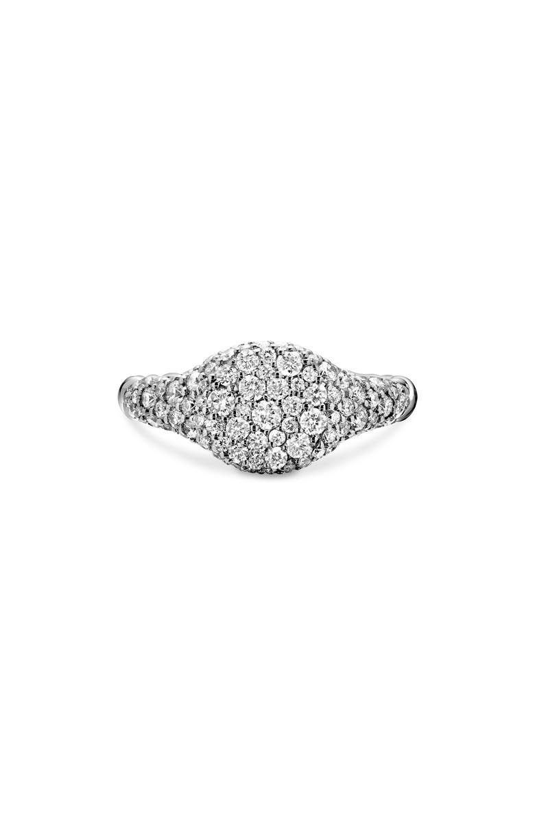 David Yurman Petite Pavé Pinky Ring in 18K Gold, Main, color, 18K White Gold