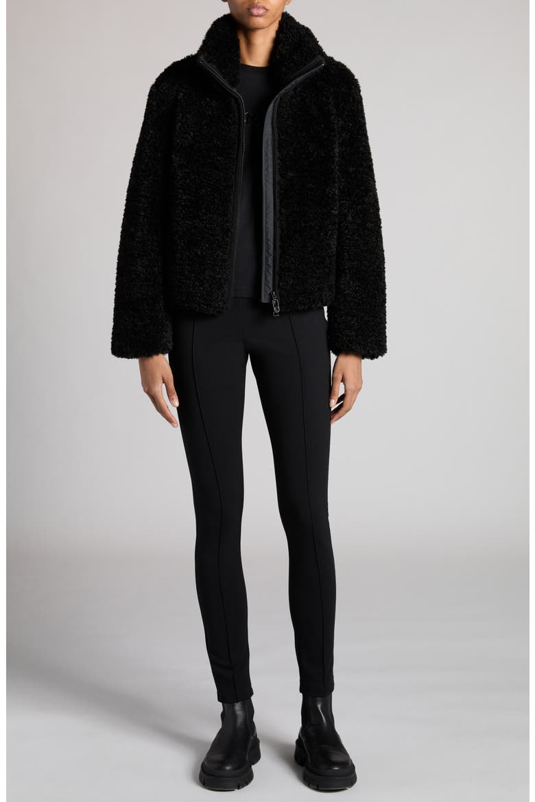 Bridoire Faux Shearling Bomber Jacket, Alternate, color, BLACK