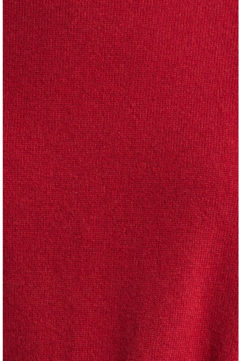 Falandia Tie Waist Mixed Media Turtleneck Wool & Cashmere Sweater, Alternate, color, DEEP RUBY