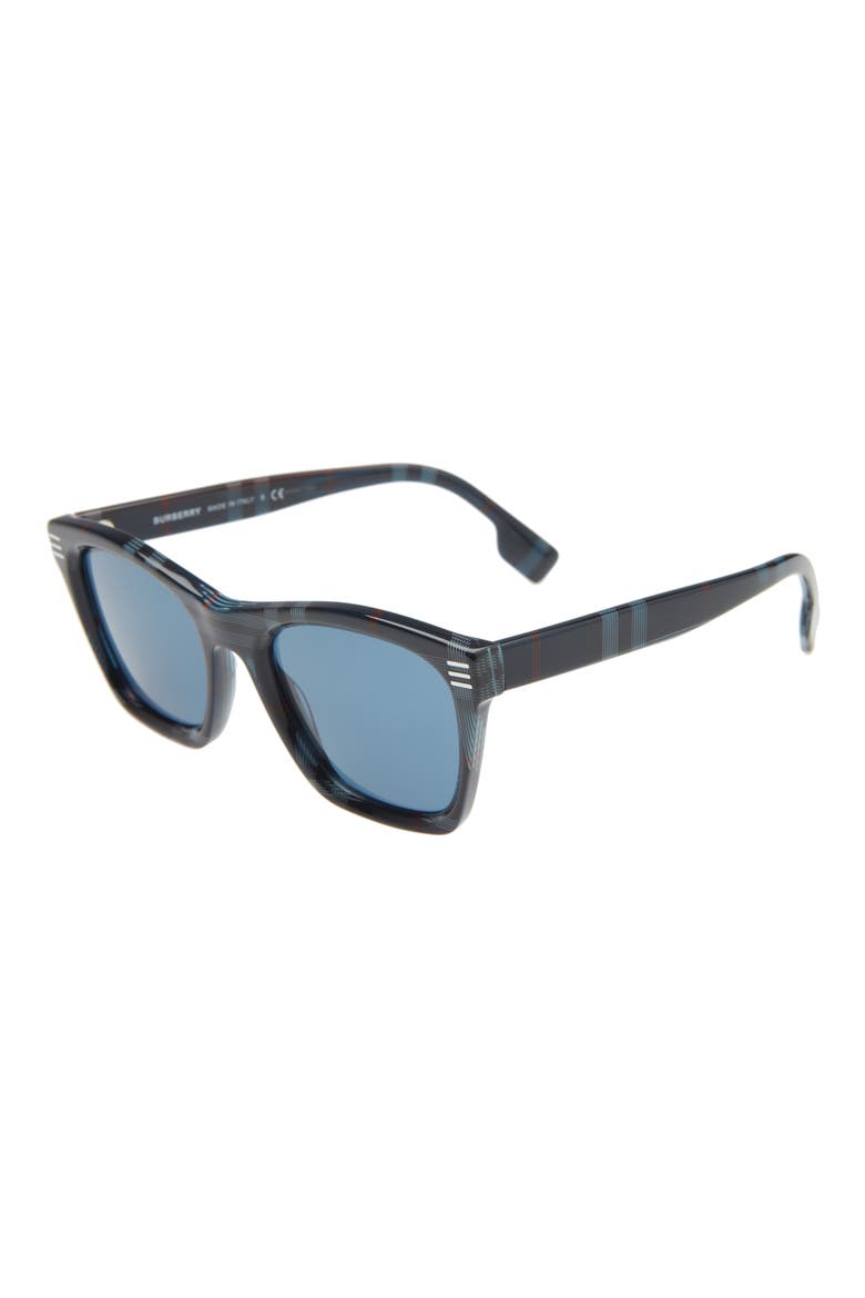 52mm Square Sunglasses, Alternate, color, NAVY CHECK/ DARK BLUE