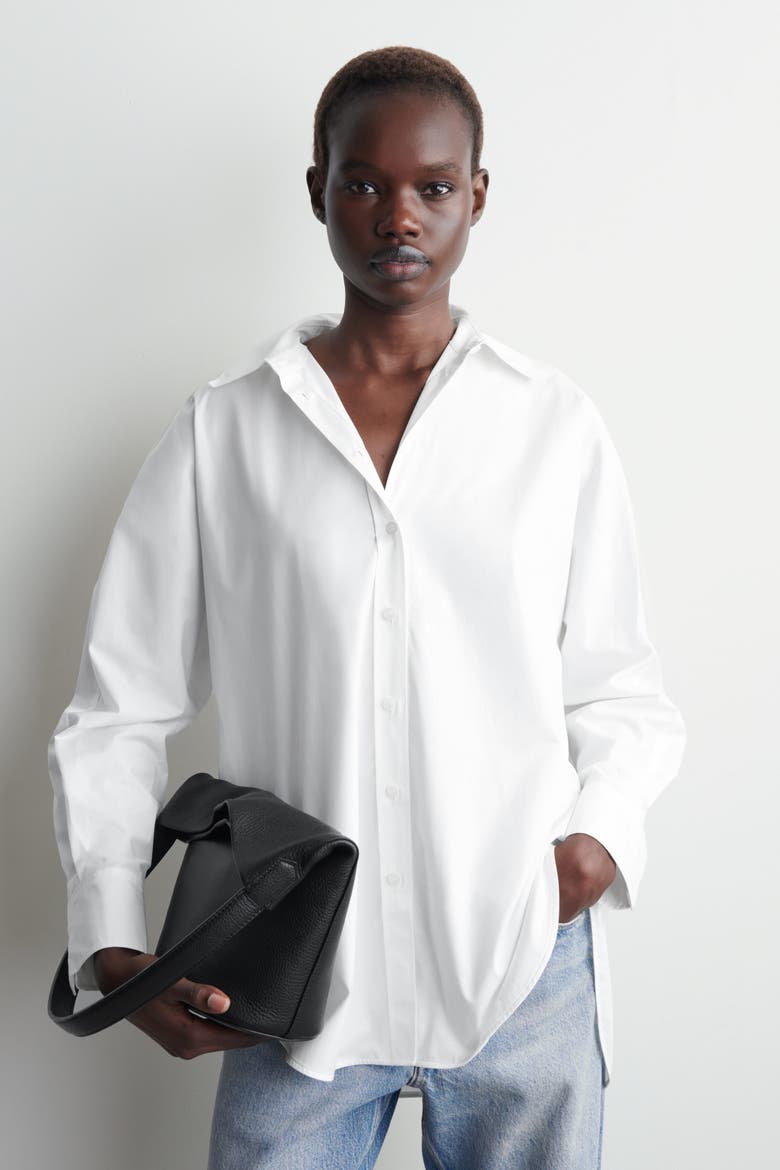 Relaxed Cotton Shirt, Main, color, WHITE