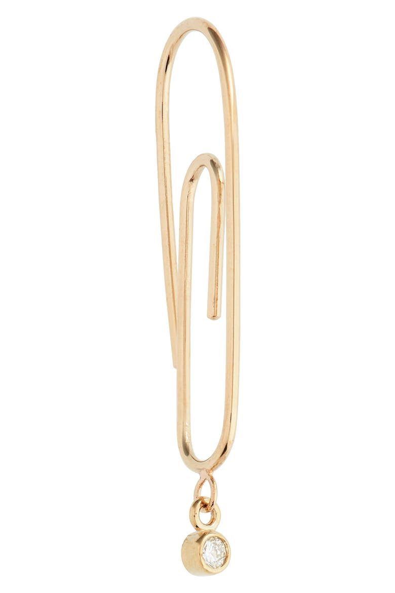 Small Diamond Paperclip Hoop Earrings, Alternate, color, DIAMOND/ YELLOW GOLD