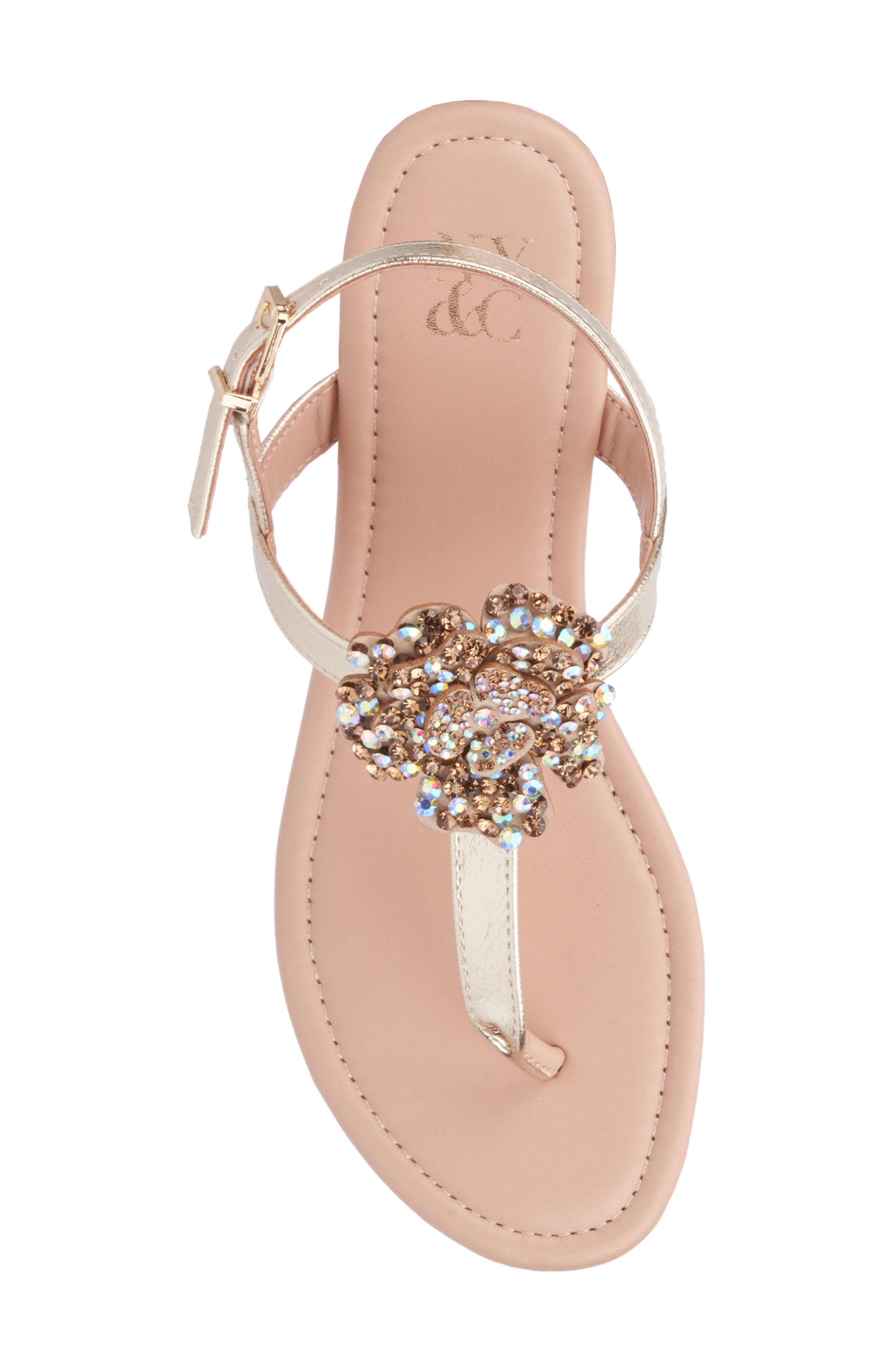 NEW YORK AND COMPANY Ailis Thing Toe Sandal, Alternate, color, Gold
