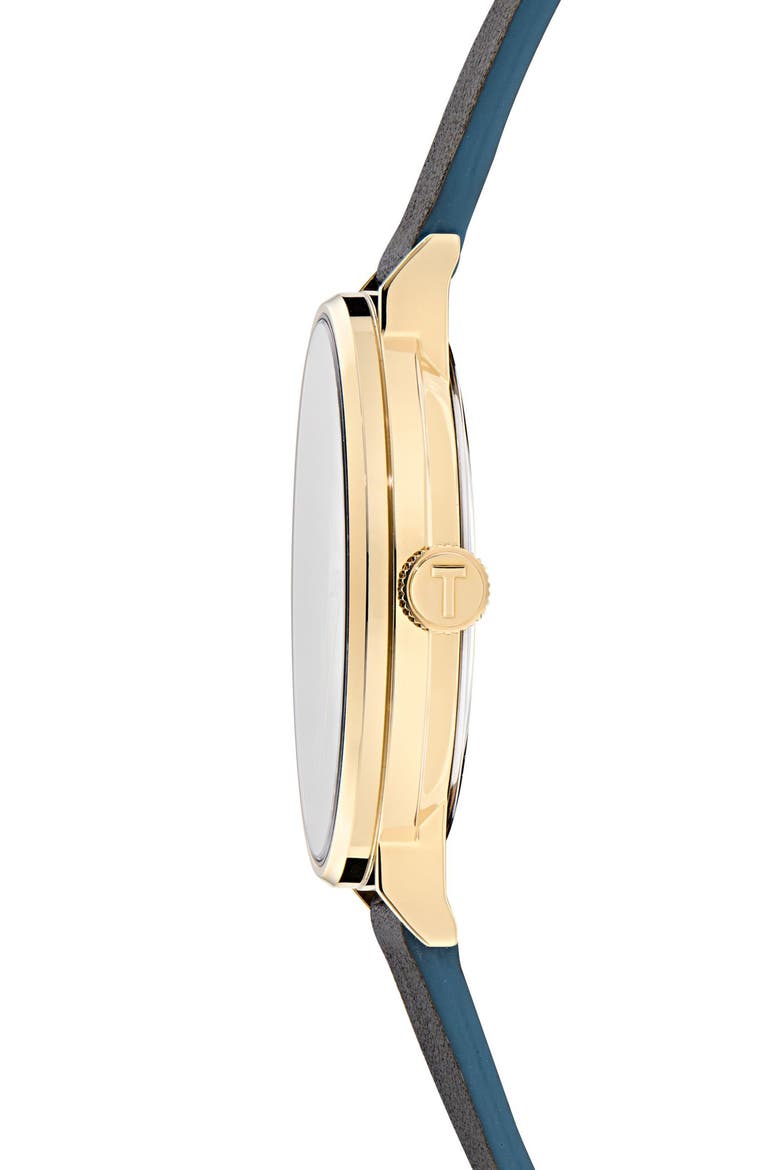 Phylipa Gents Leather Strap Watch, 41mm, Alternate, color, BLACK
