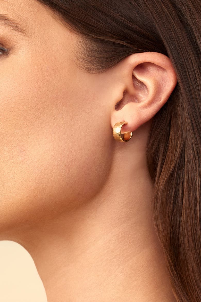 14K Gold Reflections Bold Midi Hoops, Alternate, color, Yellow Gold