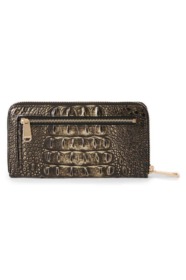 Suri Croc Embossed Leather Zip Wallet, Alternate, color, ONYX