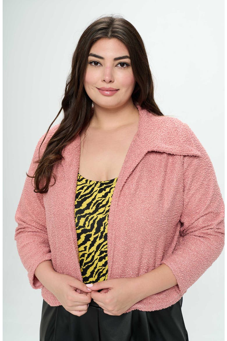 Erica Faux Shearling Crop Jacket, Alternate, color, MAUVE