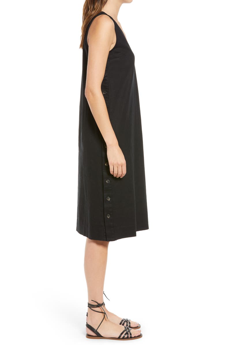 Madewell Linen & Cotton Side Button Midi Dress, Alternate, color, 