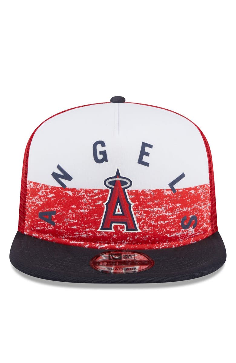 New Era Men's New Era White/Red Los Angeles Angels Team Foam Front A-Frame Trucker 9FIFTY Snapback Hat, Alternate, color, White