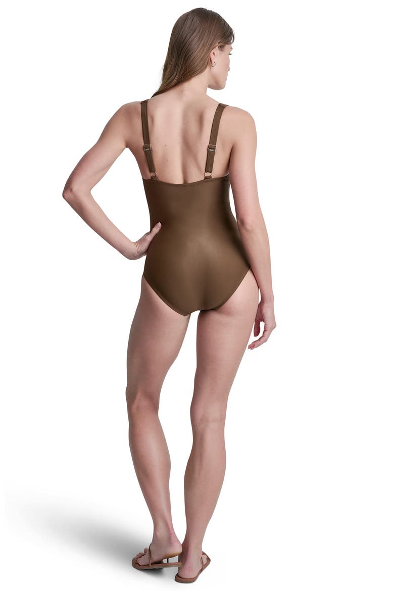 Buckle One-Piece Swimsuit, Alternate, color, MOCHA