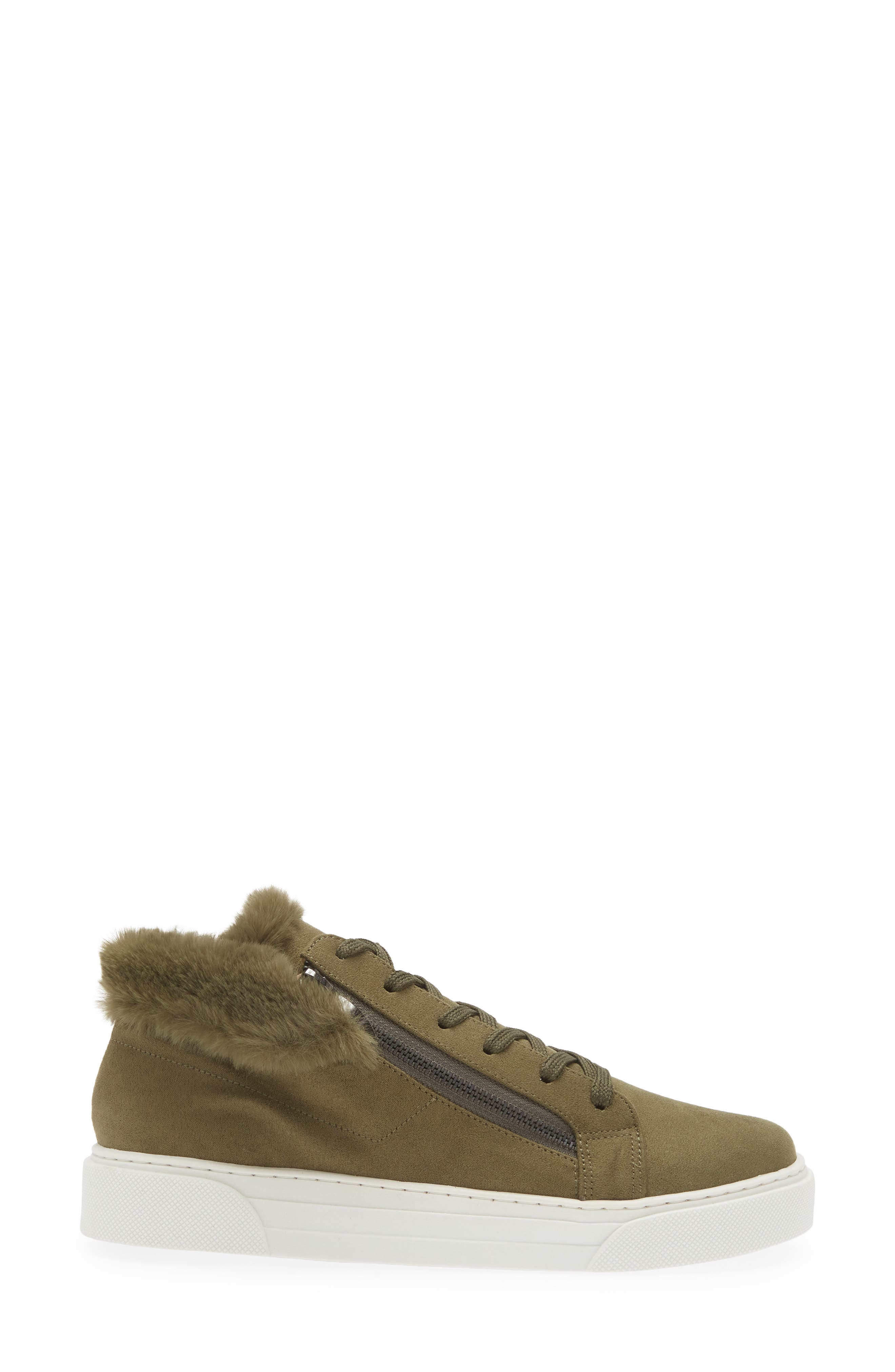 Love Rio Debbie Faux Fur Zip Sneaker, Alternate, color, Hunter Green