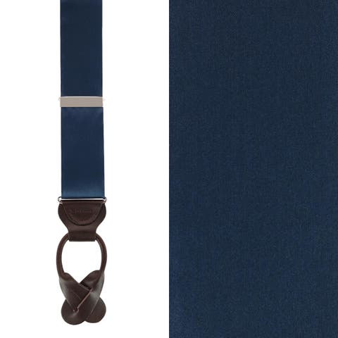 Dutton Solid Color Silk Button End Suspenders (Braces)